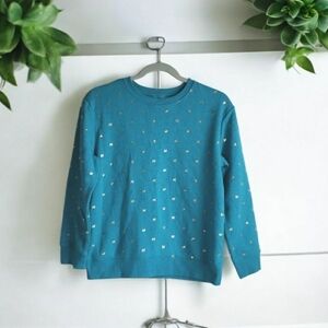 Cat & Jack Gold Foil Bow Print Sweatshirt Size XL -14